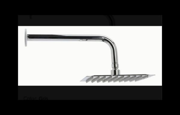 DUCHA FLOR CUADRADA DE 20×20 CENTÍMETROS MÁS BRAZO DE 35 CENTÍMETROS CON FILTRO COMPLETA EN MATERIAL METÁLICO INOXIDABLE